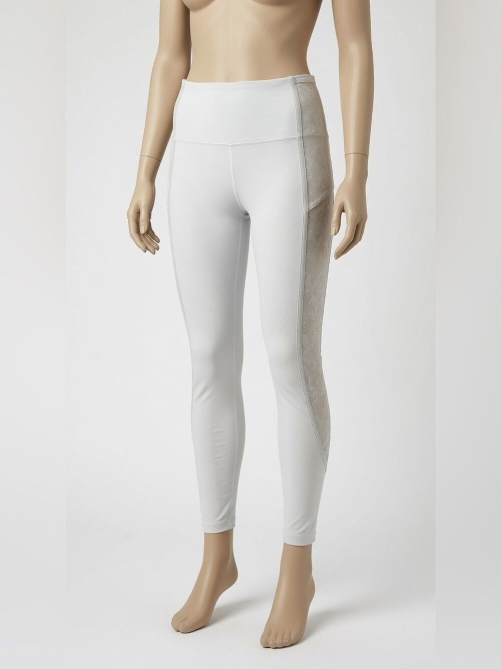 lululemon athletica White High-Waist Leggings with Lace Side Panel Sz 8